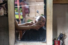 Barber Reflected in a Mirror Java Indonesia